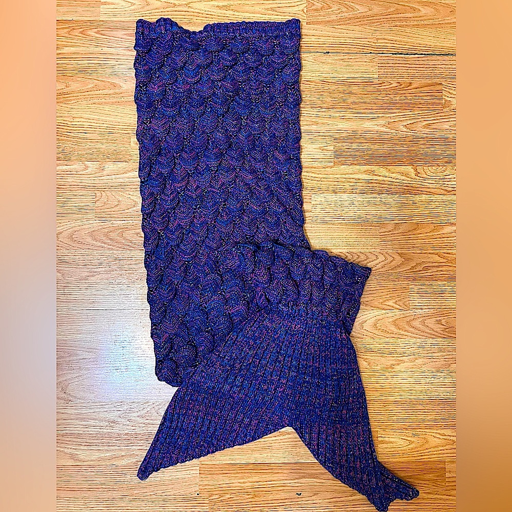 Mermaid tail blanket adult size purple blue pink silver mermaid blanket